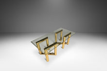 Load image into Gallery viewer, Set of Two (2) Tubular &quot;Z&quot; Table Baes in Brass Rectangular Glass Top Attributed to Karl Springer Coffee Table or Side Tables, USA, c. 1970s
