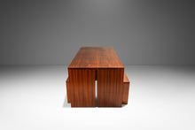 Load image into Gallery viewer, Substantial Handmade Minimalist MCM Custom-Made Studio / Gallery Dining Table w/ Matching Benches Set in Walnut, USA, c. 1980s
