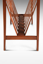 Load image into Gallery viewer, Danish Mid-Century Modern Brutalist Magazine Rack in Solid Teak with Leather Straps, Denmark, c. 1960s-ABT Modern

