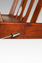 Load image into Gallery viewer, Danish Mid-Century Modern Brutalist Magazine Rack in Solid Teak with Leather Straps, Denmark, c. 1960s-ABT Modern

