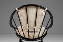 Load image into Gallery viewer, Danish Mid-Century Modern Ebonized &quot;Hoop&quot; / &quot;Peacock&quot; Chair in Walnut &amp; White Bouclé by Ib Kofod-Larsen for Selig, Denmark, c. 1960s-ABT Modern
