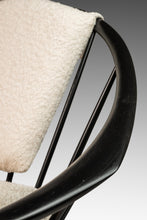 Load image into Gallery viewer, Danish Mid-Century Modern Ebonized &quot;Hoop&quot; / &quot;Peacock&quot; Chair in Walnut &amp; White Bouclé by Ib Kofod-Larsen for Selig, Denmark, c. 1960s-ABT Modern
