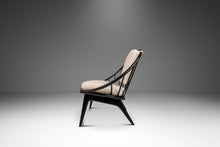 Load image into Gallery viewer, Danish Mid-Century Modern Ebonized &quot;Hoop&quot; / &quot;Peacock&quot; Chair in Walnut &amp; White Bouclé by Ib Kofod-Larsen for Selig, Denmark, c. 1960s-ABT Modern
