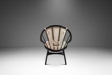 Load image into Gallery viewer, Danish Mid-Century Modern Ebonized &quot;Hoop&quot; / &quot;Peacock&quot; Chair in Walnut &amp; White Bouclé by Ib Kofod-Larsen for Selig, Denmark, c. 1960s-ABT Modern
