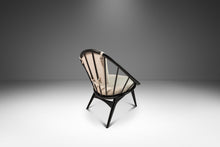 Load image into Gallery viewer, Danish Mid-Century Modern Ebonized &quot;Hoop&quot; / &quot;Peacock&quot; Chair in Walnut &amp; White Bouclé by Ib Kofod-Larsen for Selig, Denmark, c. 1960s-ABT Modern
