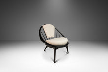 Load image into Gallery viewer, Danish Mid-Century Modern Ebonized &quot;Hoop&quot; / &quot;Peacock&quot; Chair in Walnut &amp; White Bouclé by Ib Kofod-Larsen for Selig, Denmark, c. 1960s-ABT Modern
