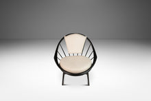 Load image into Gallery viewer, Danish Mid-Century Modern Ebonized &quot;Hoop&quot; / &quot;Peacock&quot; Chair in Walnut &amp; White Bouclé by Ib Kofod-Larsen for Selig, Denmark, c. 1960s-ABT Modern
