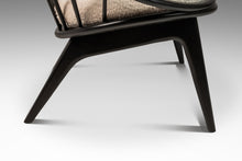 Load image into Gallery viewer, Danish Mid-Century Modern Ebonized &quot;Hoop&quot; / &quot;Peacock&quot; Chair in Walnut &amp; White Bouclé by Ib Kofod-Larsen for Selig, Denmark, c. 1960s-ABT Modern
