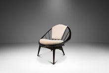 Load image into Gallery viewer, Danish Mid-Century Modern Ebonized &quot;Hoop&quot; / &quot;Peacock&quot; Chair in Walnut &amp; White Bouclé by Ib Kofod-Larsen for Selig, Denmark, c. 1960s-ABT Modern
