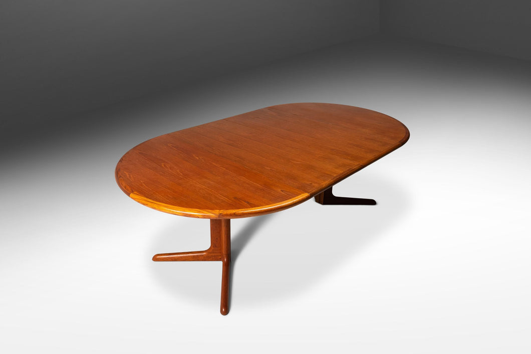 Danish Mid-Century Modern Expansion Dining Table w/ Two Leaves & Trestle Base in Teak, Denmark, c. 1970's-ABT Modern