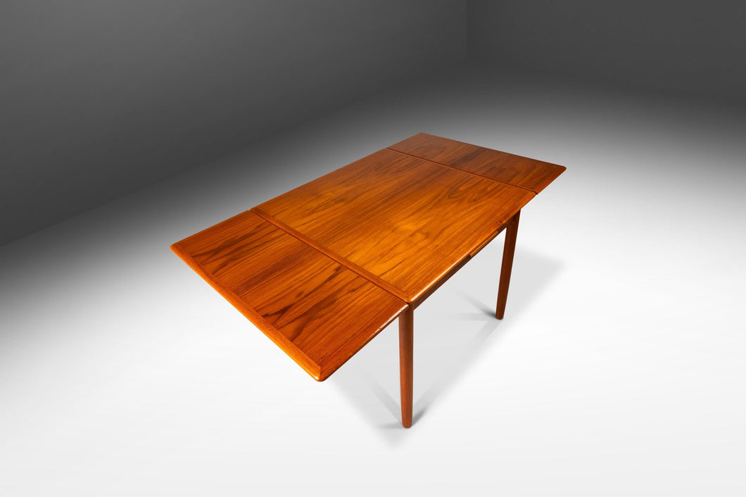 Danish Mid-Century Modern Expansion Dining Table with Stow-in-Table Leaves in Teak, Denmark, c. 1970's-ABT Modern