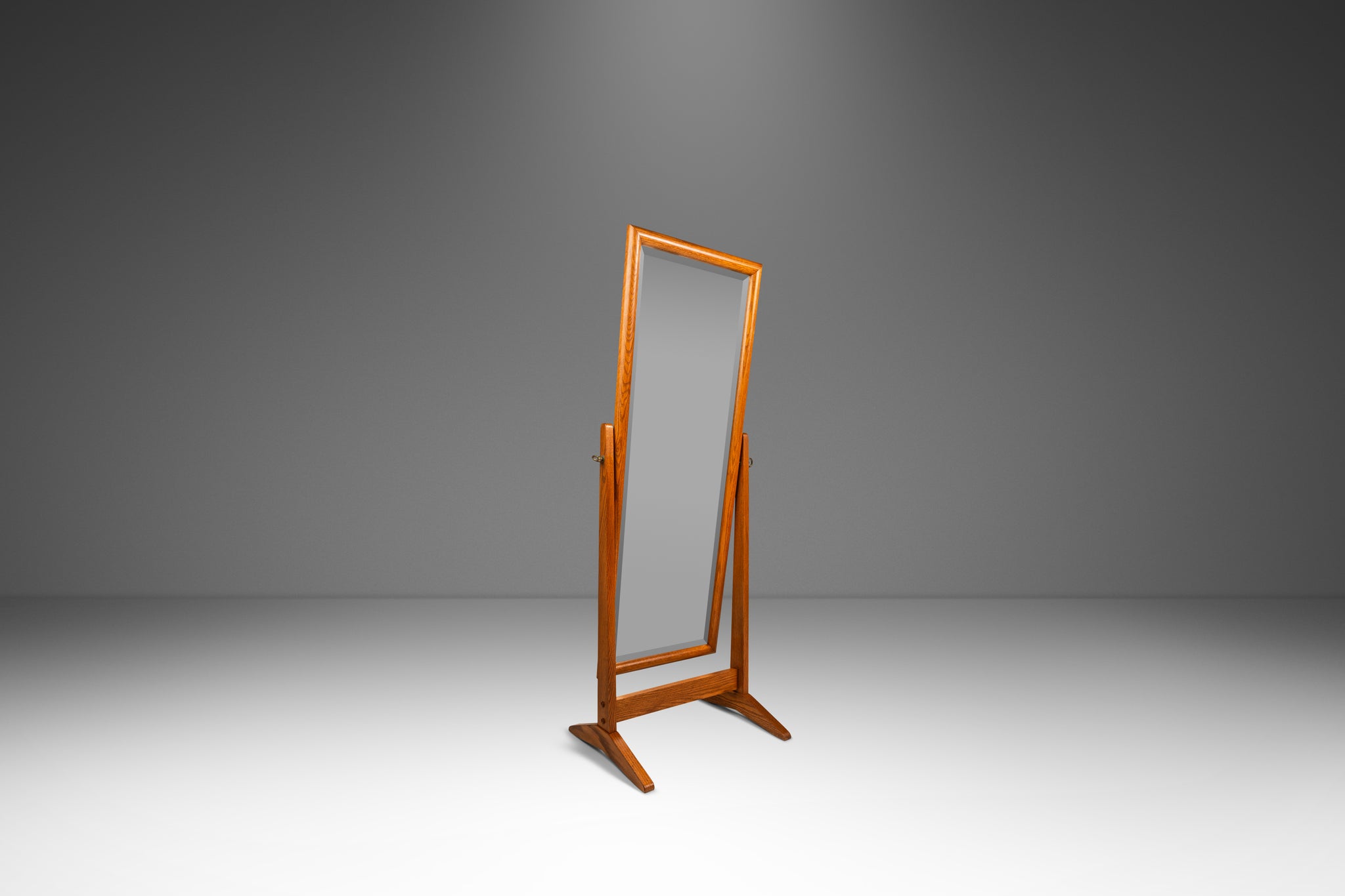 Danish Mid-Century Modern Full-Length Adjustable Floor Mirror in Solid