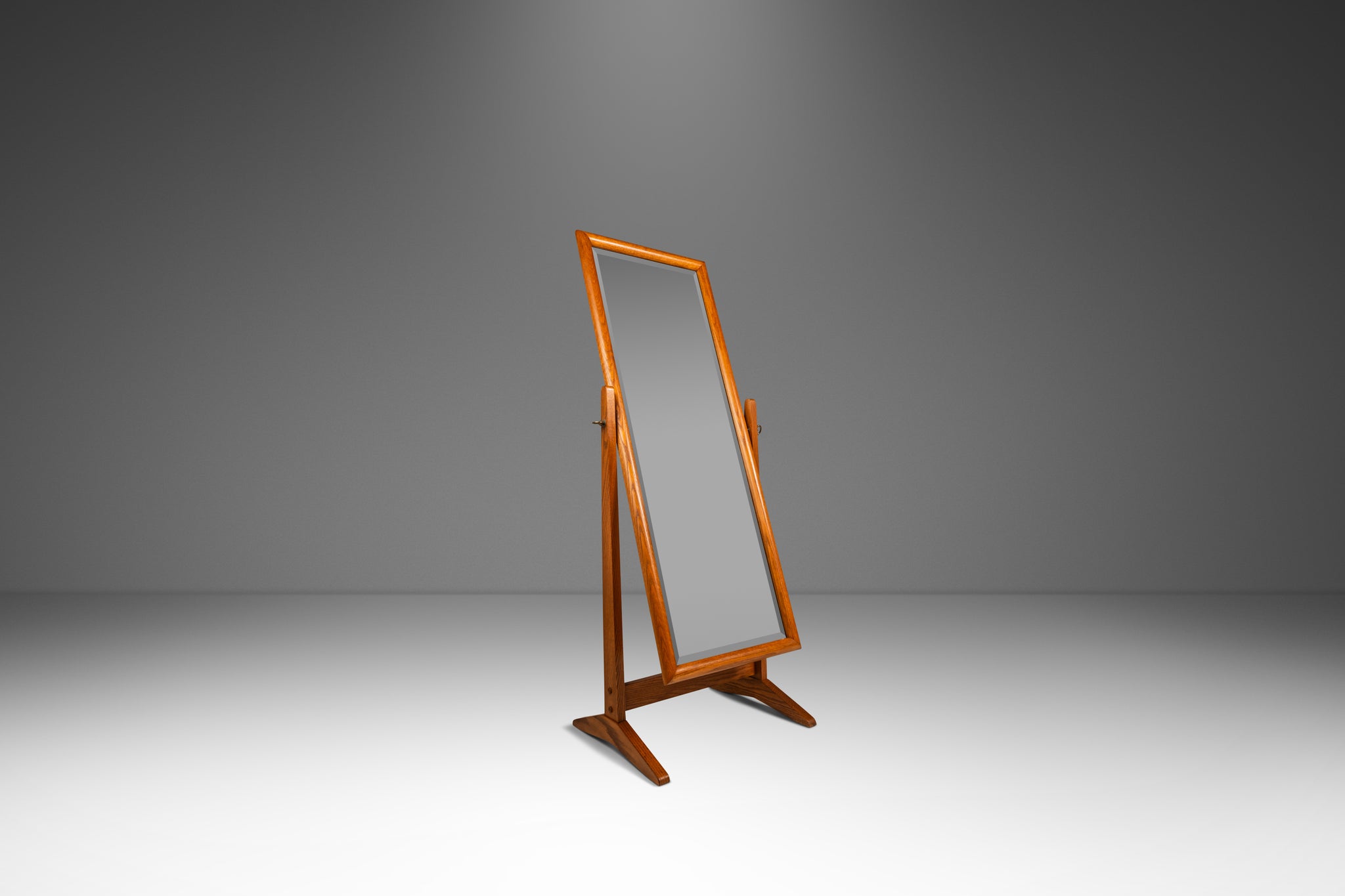 Danish Mid-Century Modern Full-Length Adjustable Floor Mirror in Solid