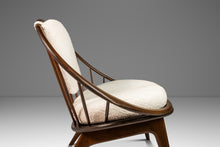 Load image into Gallery viewer, Danish Mid-Century Modern &quot;Hoop&quot; / &quot;Peacock&quot; Chair in Walnut &amp; White Bouclé by Ib Kofod-Larsen for Selig, Denmark, c. 1960s-ABT Modern
