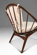 Load image into Gallery viewer, Danish Mid-Century Modern &quot;Hoop&quot; / &quot;Peacock&quot; Chair in Walnut &amp; White Bouclé by Ib Kofod-Larsen for Selig, Denmark, c. 1960s-ABT Modern
