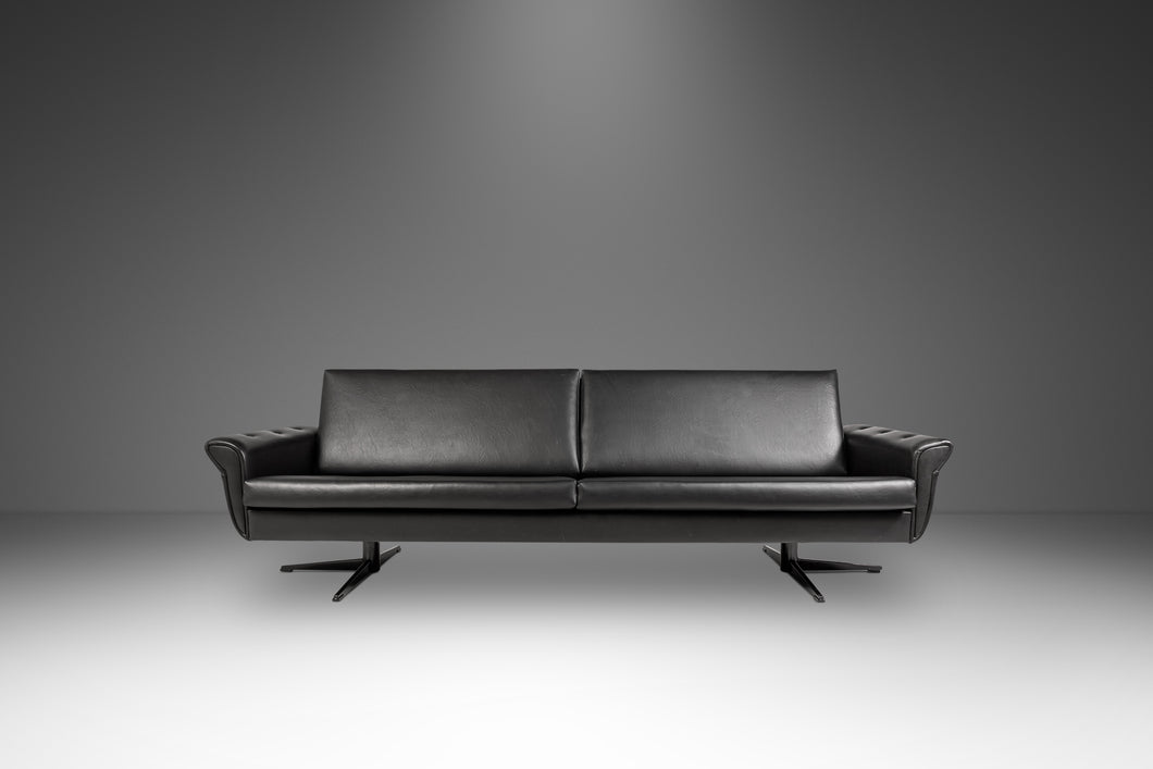 Danish Mid-Century Modern Low Profile Four-Seat Sofa in Vinyl Attributed to H.W. Klein for Bramin, Denmark, c. 1960s-ABT Modern