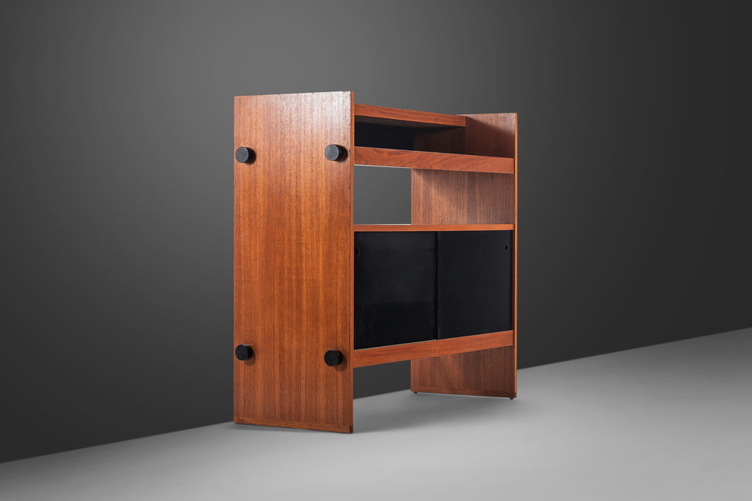 Danish Mid-Century Modern Minimalist Two-Tone Dry Bar / Room Divider in Teak, Denmark, c. 1970s-ABT Modern