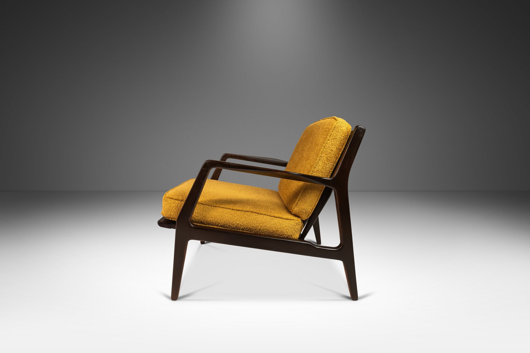 Danish Mid-Century Modern Model 596 Lounge Chair in Beech & Bouclé by