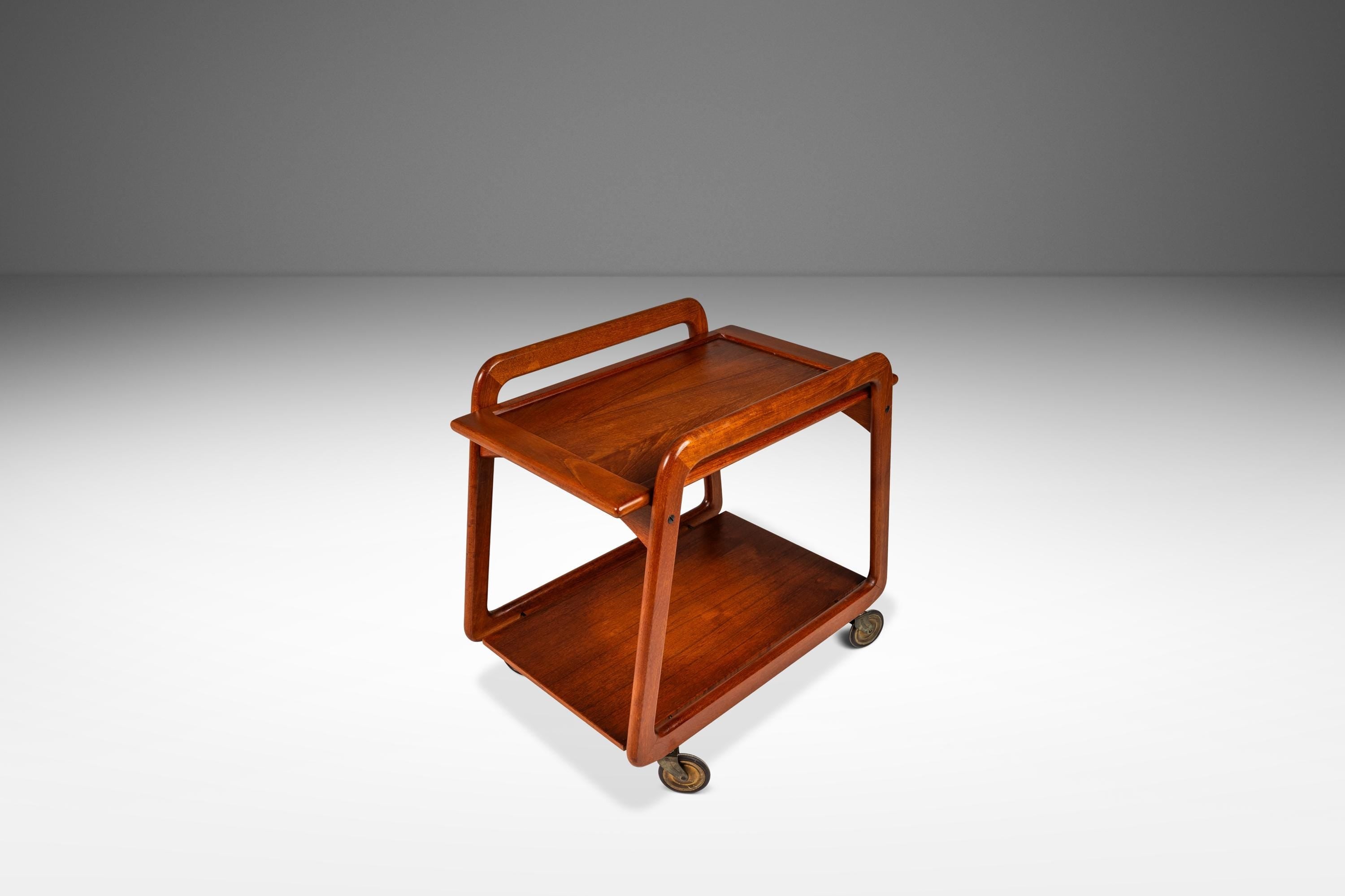 Danish Mid-Century Modern Petite Tea Trolley / Bar Cart in Solid Teak
