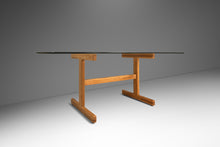 Load image into Gallery viewer, Danish Mid-Century Modern Solid Oak Dining Table / Desk with Glass Top in the Manner of Hans J Wegner, Denmark, c. 1970s-ABT Modern
