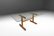 Load image into Gallery viewer, Danish Mid-Century Modern Solid Oak Dining Table / Desk with Glass Top in the Manner of Hans J Wegner, Denmark, c. 1970s-ABT Modern
