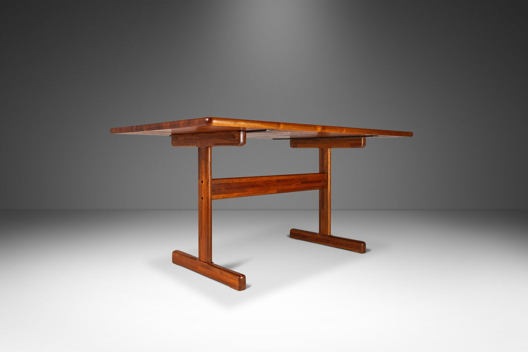 Danish Mid-Century Modern Solid Teak Butcherblock Dining Table / Desk / Workbench, Denmark, c. 1970s-ABT Modern