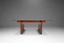 Load image into Gallery viewer, Danish Modern Architectural Modernist Dining Table in Rosewood w/ Glass Top by Sigurd Hansen for Haslev Møbelsnedkeri, Denmark, c. 1970s-ABT Modern
