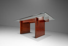 Load image into Gallery viewer, Danish Modern Architectural Modernist Dining Table in Rosewood w/ Glass Top by Sigurd Hansen for Haslev Møbelsnedkeri, Denmark, c. 1970s-ABT Modern
