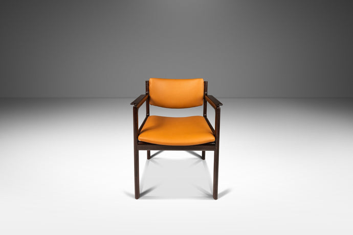 Danish Modern Arm Chair in Solid Mahogany & Caramel Leather by Danish Overseas Imports, c. 1960's-ABT Modern