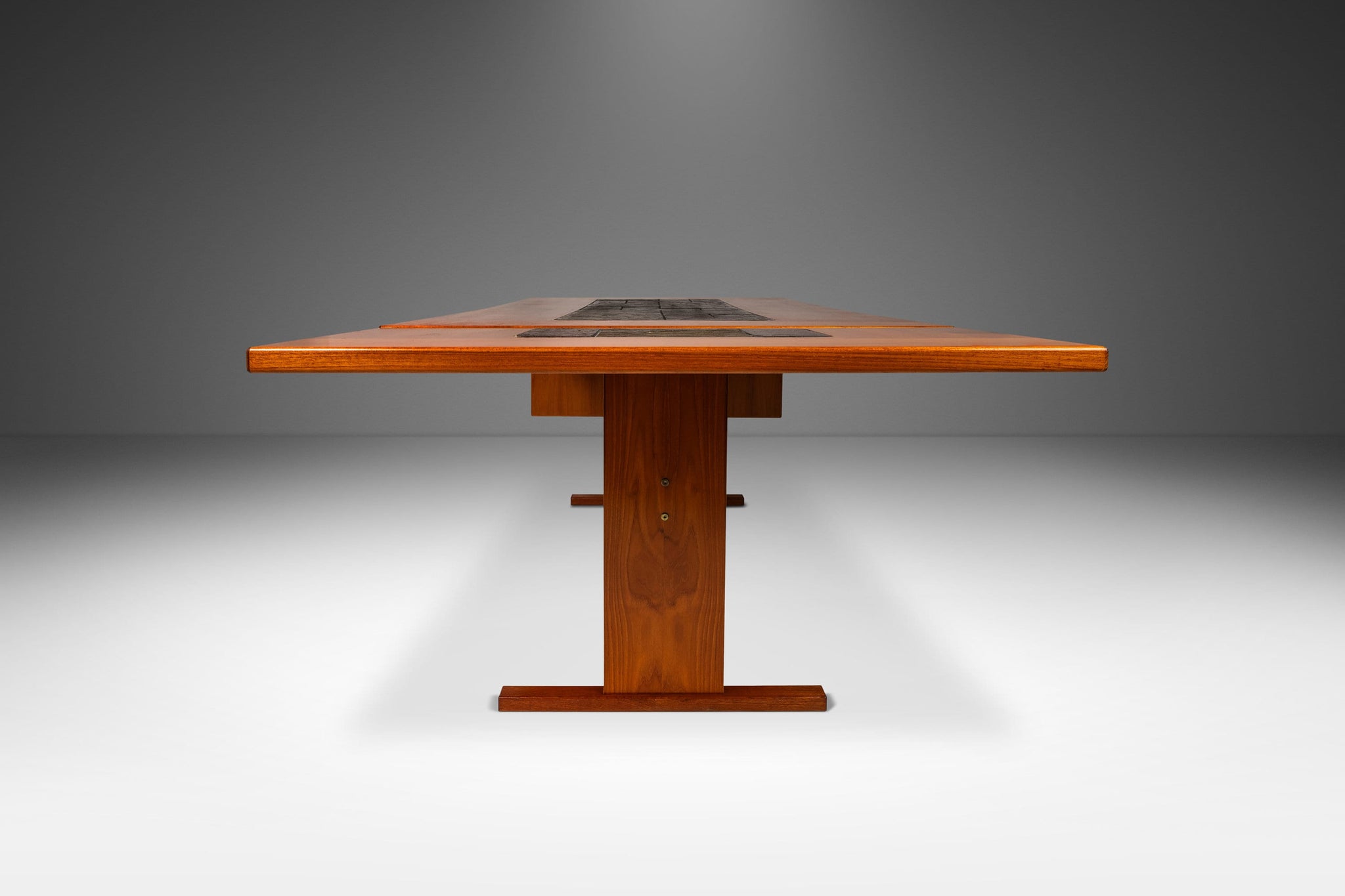 Danish Modern Dropleaf Dining Table in Teak w/ Tile Inlay by Poul H. P