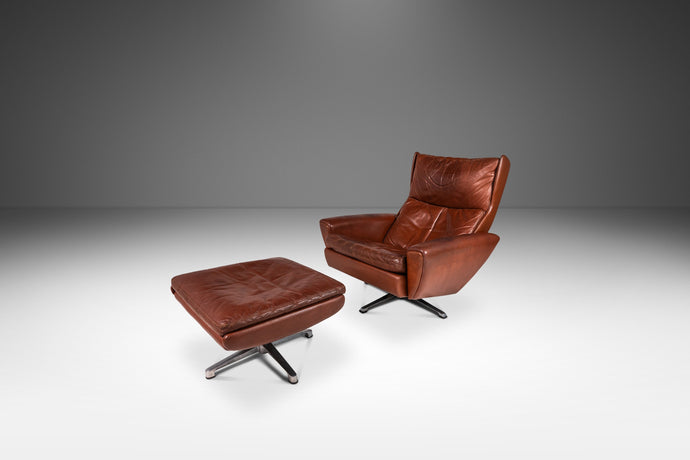 Danish Modern 'Fåtölj' Model 68 Lounge Chair & Ottoman in Leather by Georg Thams for A. S. Vejen, Denmark, c. 1960's-ABT Modern