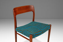 Load image into Gallery viewer, Danish Modern Model 75 Side / Desk Chair by Niels Møller for J.L. Møllers in Pierre Frey Mombasa Turquoise Fabric, Denmark, 1960s-ABT Modern
