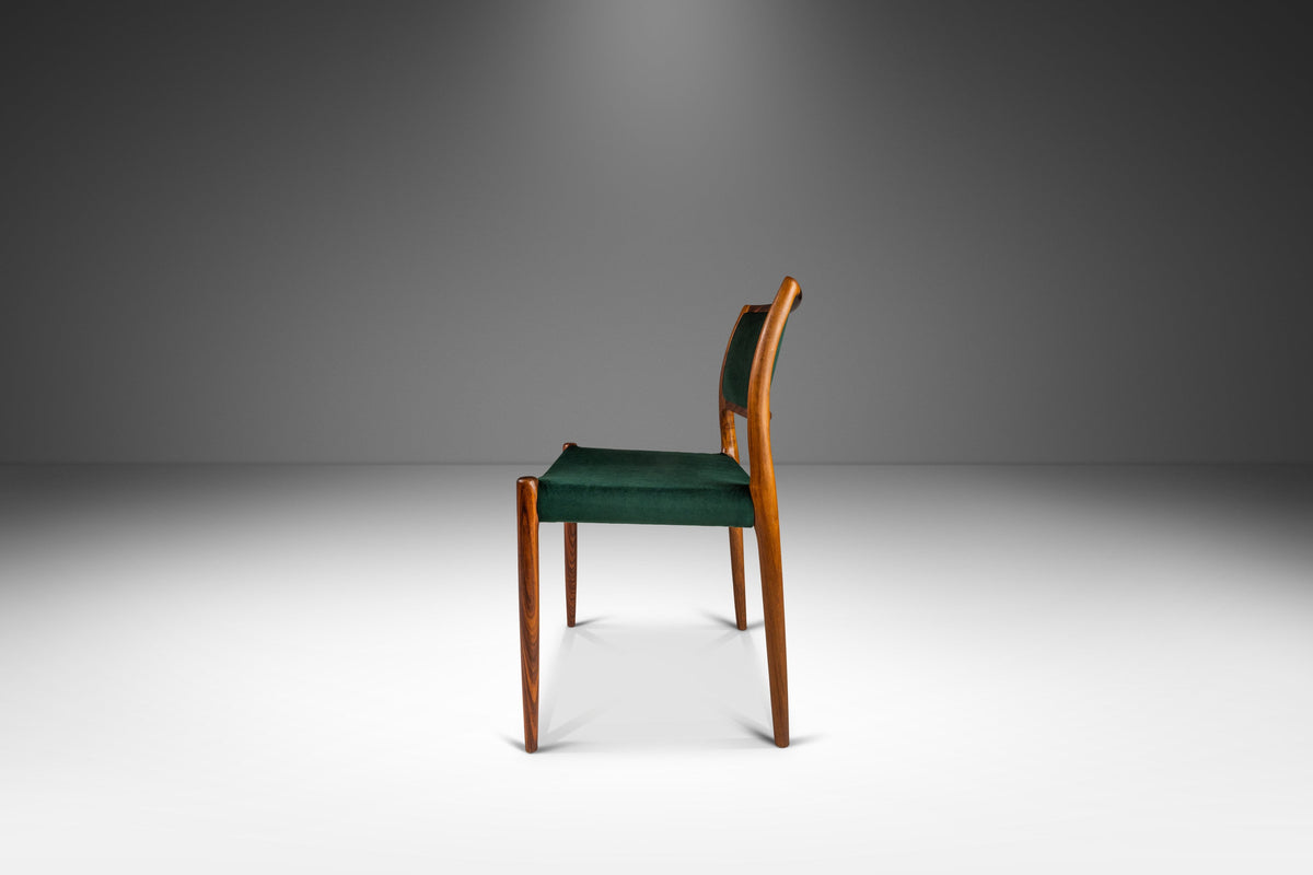 Danish Modern Model 80 Dining Chair / Desk Chair in Rosewood and Velve
