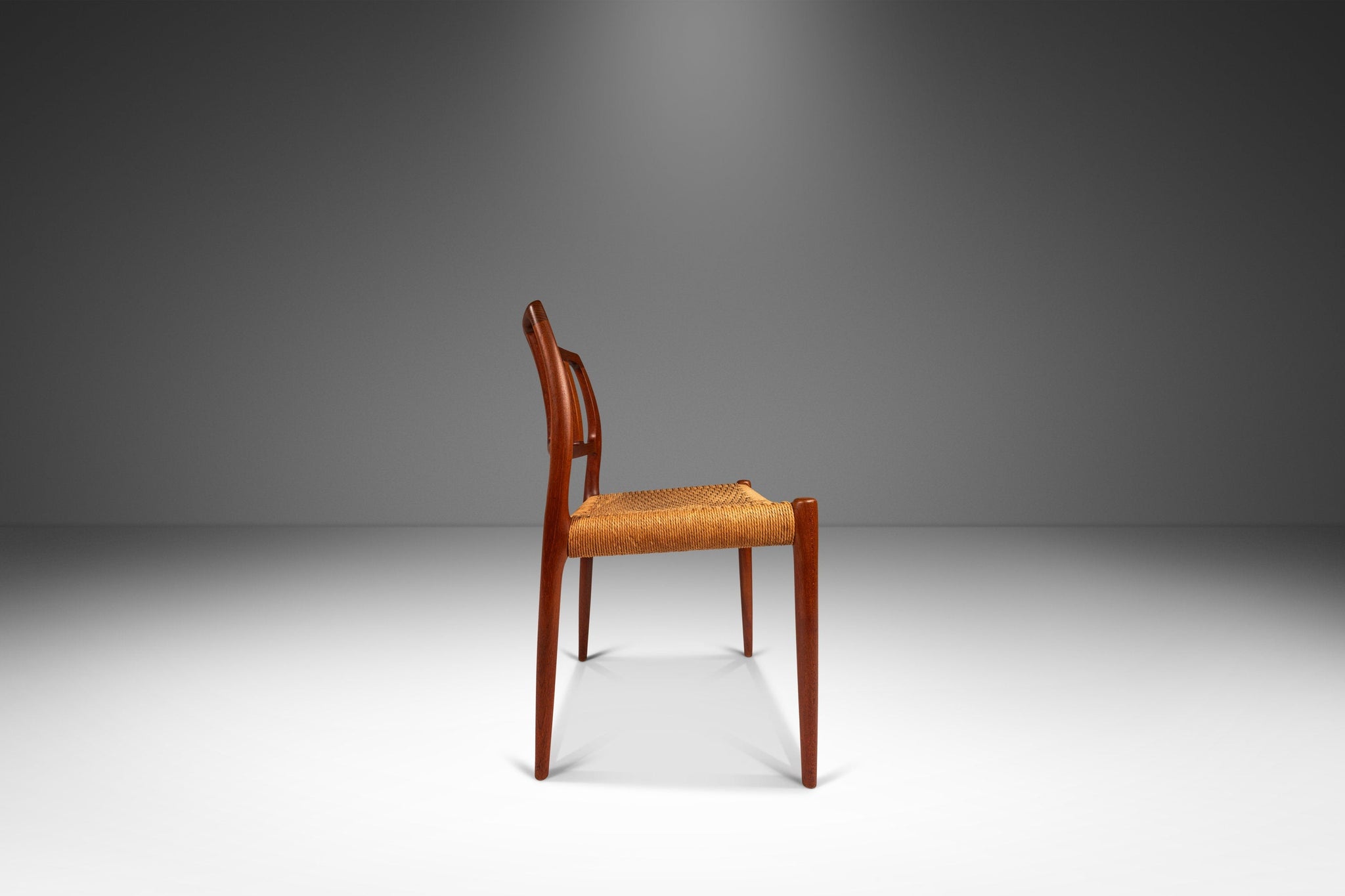 Danish Modern Model 83 Teak Dining Chair w/ Paper Cord Seat by Niels O