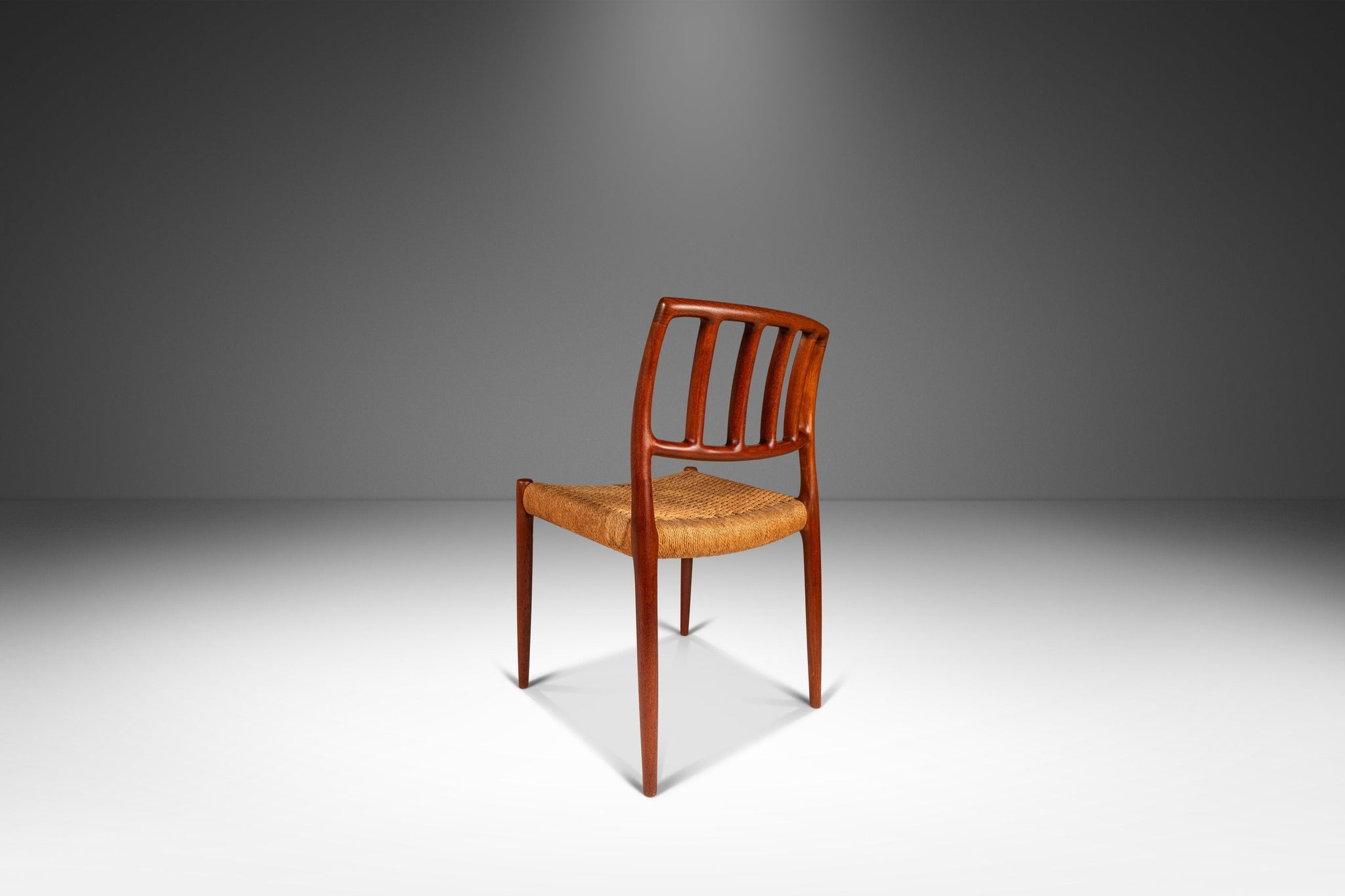 Danish Modern Model 83 Teak Dining Chair w/ Paper Cord Seat by Niels O