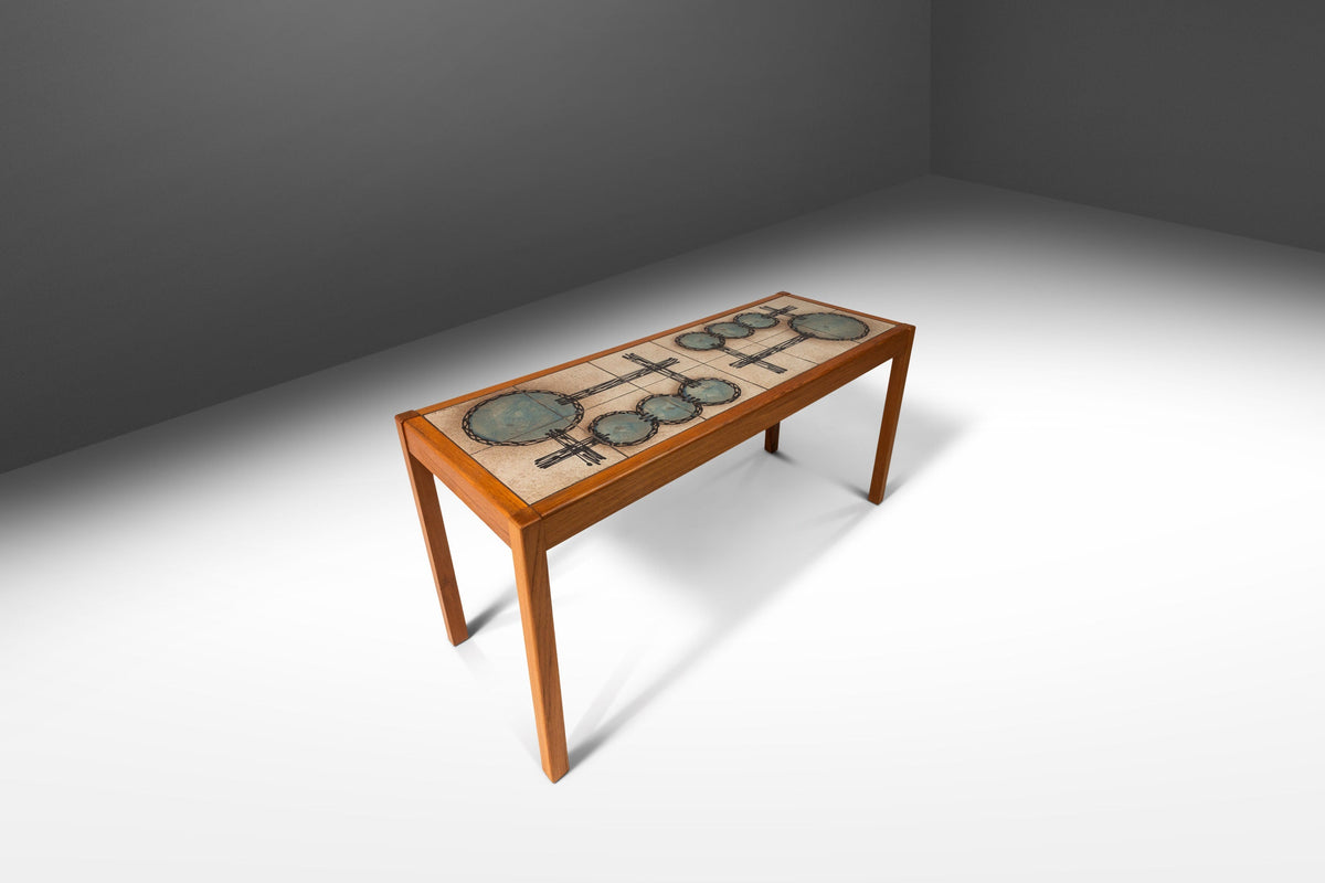 Danish Modern Sofa Table with Tile Inlay by Poul H. Poulsen for Gangsø
