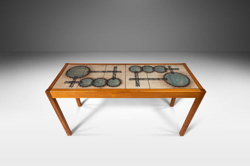 Danish Modern Sofa Table with Tile Inlay by Poul H. Poulsen for Gangsø Møbler, Denmark, c. 1970's-ABT Modern