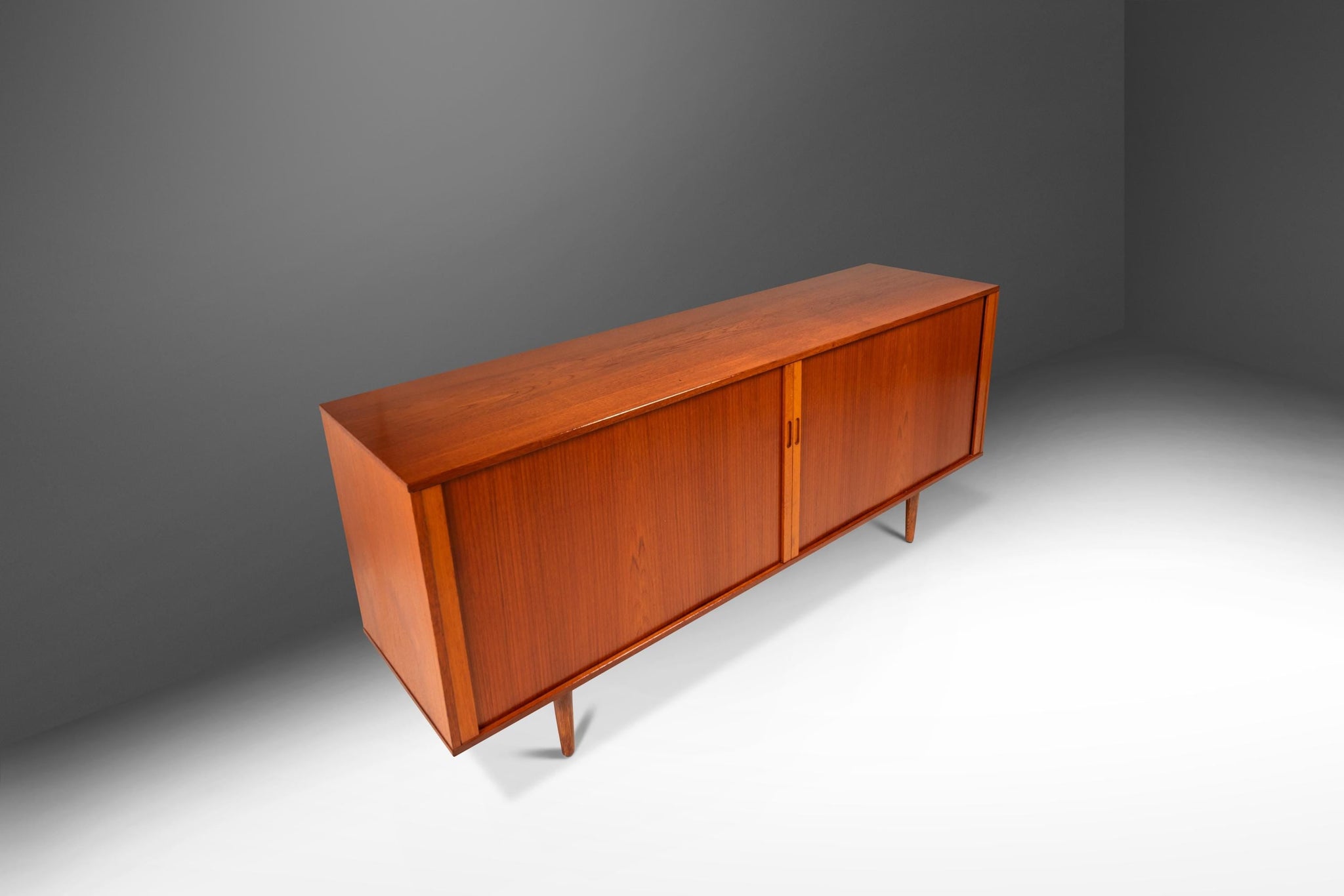 Expansive Danish Mid-Century Modern Credenza / Sideboard w/ Tambour Do