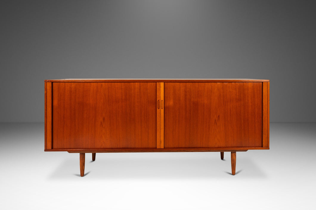 Expansive Danish Mid-Century Modern Credenza / Sideboard w/ Tambour Doors in Teak Attributed to Arne Vodder, Denmark, c. 1960s-ABT Modern