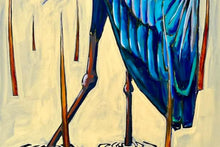 Load image into Gallery viewer, Great Blue Heron by James Mattinson, 24x60, Oil and Gold Leaf on Wood Canvas, 2024-ABT Modern
