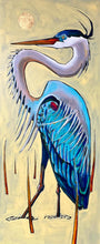 Load image into Gallery viewer, Great Blue Heron by James Mattinson, 24x60, Oil and Gold Leaf on Wood Canvas, 2024-ABT Modern
