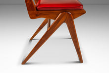 Load image into Gallery viewer, Italian Mid-Century Modern Angular Patinaed Accent Chair in Walnut &amp; Vinyl After Carlo de Carli, USA, c. 1960s-ABT Modern
