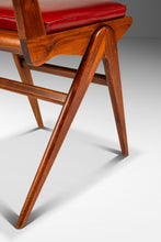 Load image into Gallery viewer, Italian Mid-Century Modern Angular Patinaed Accent Chair in Walnut &amp; Vinyl After Carlo de Carli, USA, c. 1960s-ABT Modern
