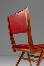 Load image into Gallery viewer, Italian Mid-Century Modern Angular Patinaed Accent Chair in Walnut &amp; Vinyl After Carlo de Carli, USA, c. 1960s-ABT Modern

