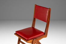 Load image into Gallery viewer, Italian Mid-Century Modern Angular Patinaed Accent Chair in Walnut &amp; Vinyl After Carlo de Carli, USA, c. 1960s-ABT Modern
