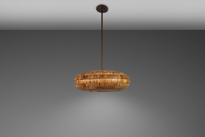 Limited Edition Mid-Century Organic Modern Rattan Ceiling Lamp / Chandelier by Breuer for Troy Lighting, USA, c. 2000's-ABT Modern