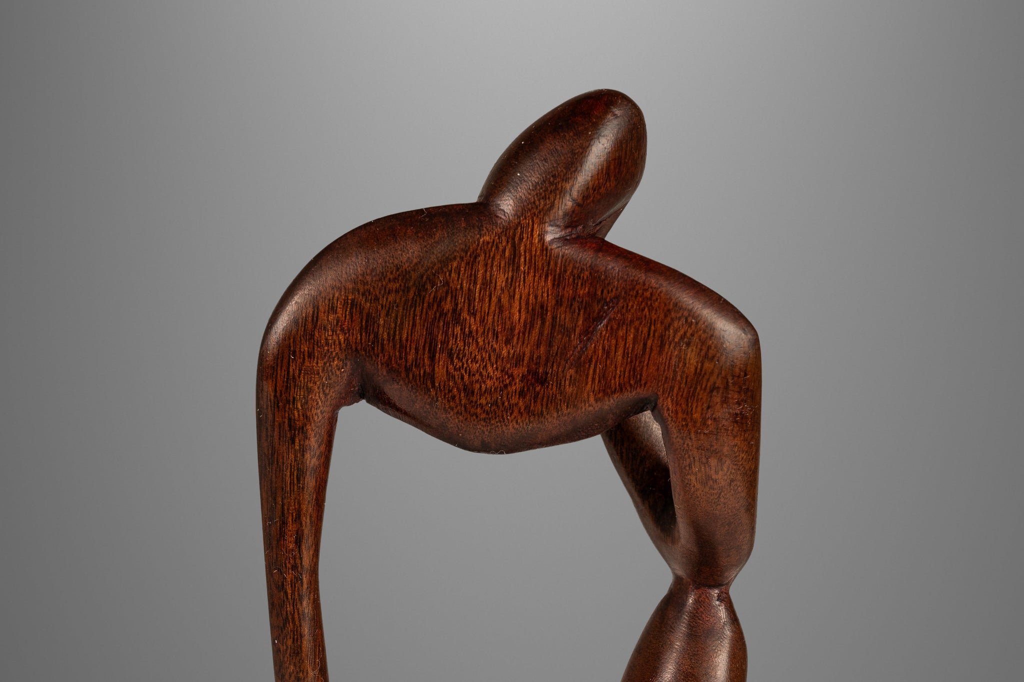 Mid-Century Abstract Modern Hand-Carved Sculpture in Solid Mahogany, U