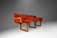 Load image into Gallery viewer, Mid-Century Architectural Tandem Three Seat Bench in Burnt Orange Tweed Attributed to Arthur Umanoff for Madison Furniture, USA, c. 1960&#39;s-ABT Modern
