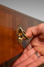 Load image into Gallery viewer, Mid-Century Danish Modern 2-Piece Cabinet / Sideboard / Credenza w/ Topper in Teak, Glass &amp; Brass by D-Scan, c. 1980's-ABT Modern
