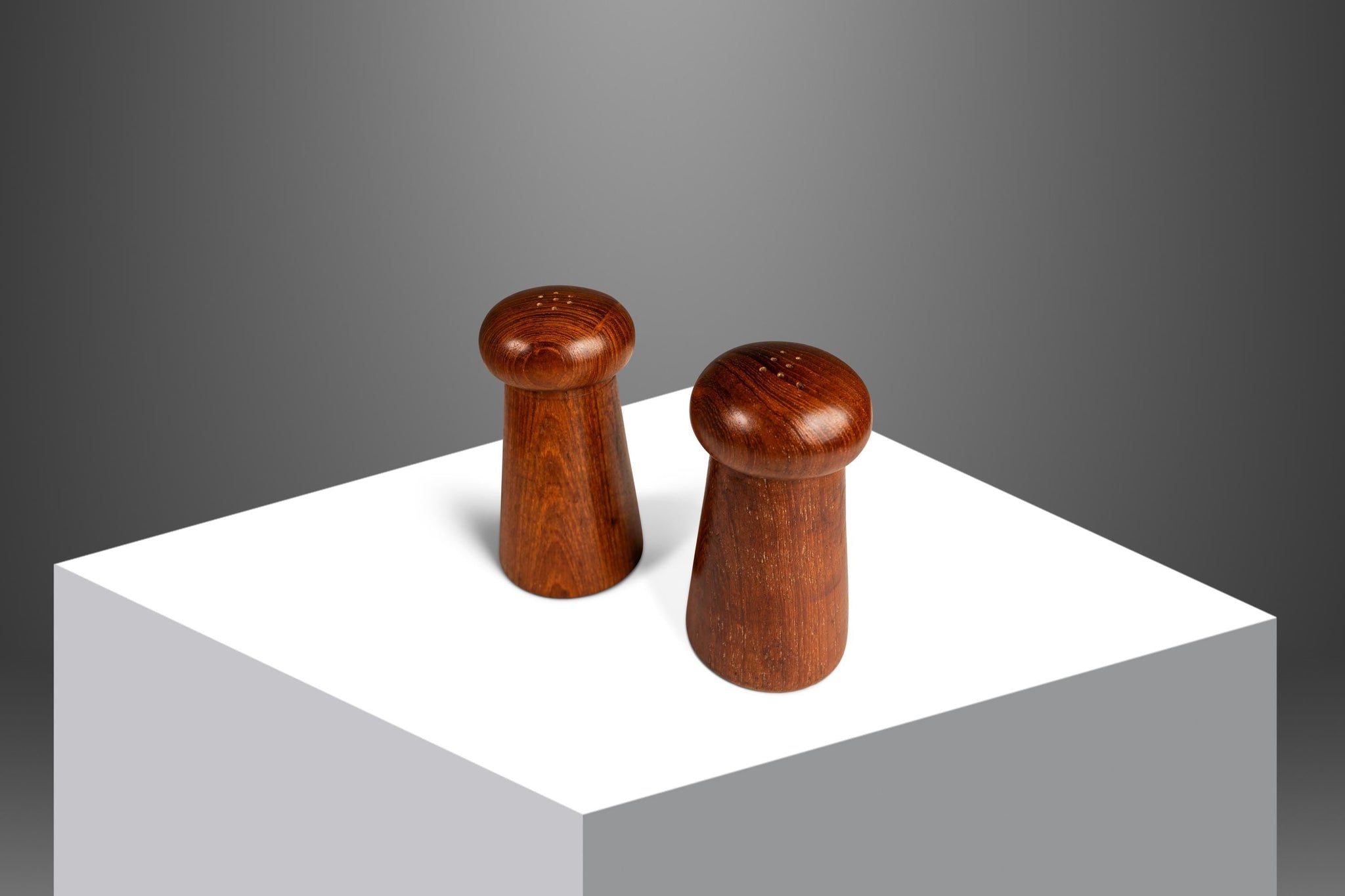 Mid-Century Danish Modern Hand-Carved Salt and Pepper Shaker in Solid